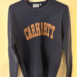 Carhartt Men's Blue and Orange Crewneck Sweater
